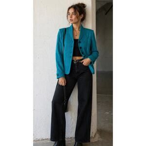 Bob Mackie Teal Sculpted Jacket NWT Shoulder Pad Art Blazer S/M
